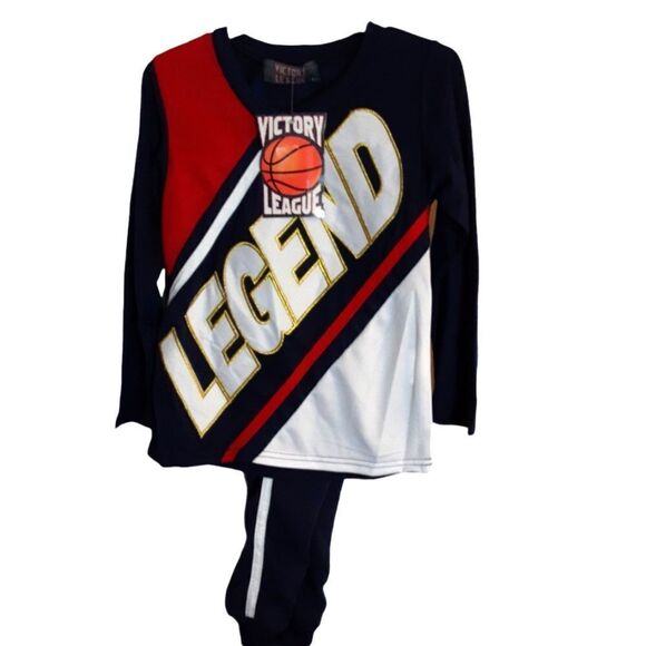 Victory League Boys Joggers and Shirt "Legend" Red White and Blue Size 5 - Picture 1 of 5
